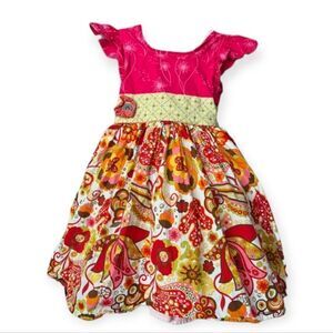 Hopscotch Boutique Dress Floral with Flare Sleeves and Full Skirt